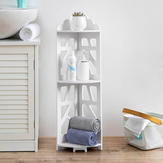 Estante de Esquina, Organizador Curvo de Esquina Multiusos de 3 Niveles Almacenamiento de baño Estantes de mostrador Estantería Estantería Escritorio para Sala de Estar Baño Cocina